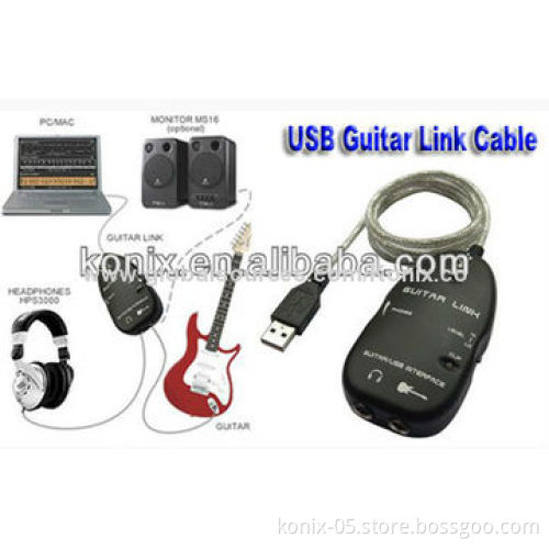 Black/White USB Guitar Link Cable for PC/Mac Recording China Electric Guitar Accessory